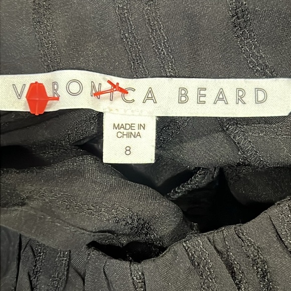 Veronica Beard Silk Top 8 Black Peasant Boho Ruffle Tie Dressy Whimsigoth Office - Picture 7 of 8